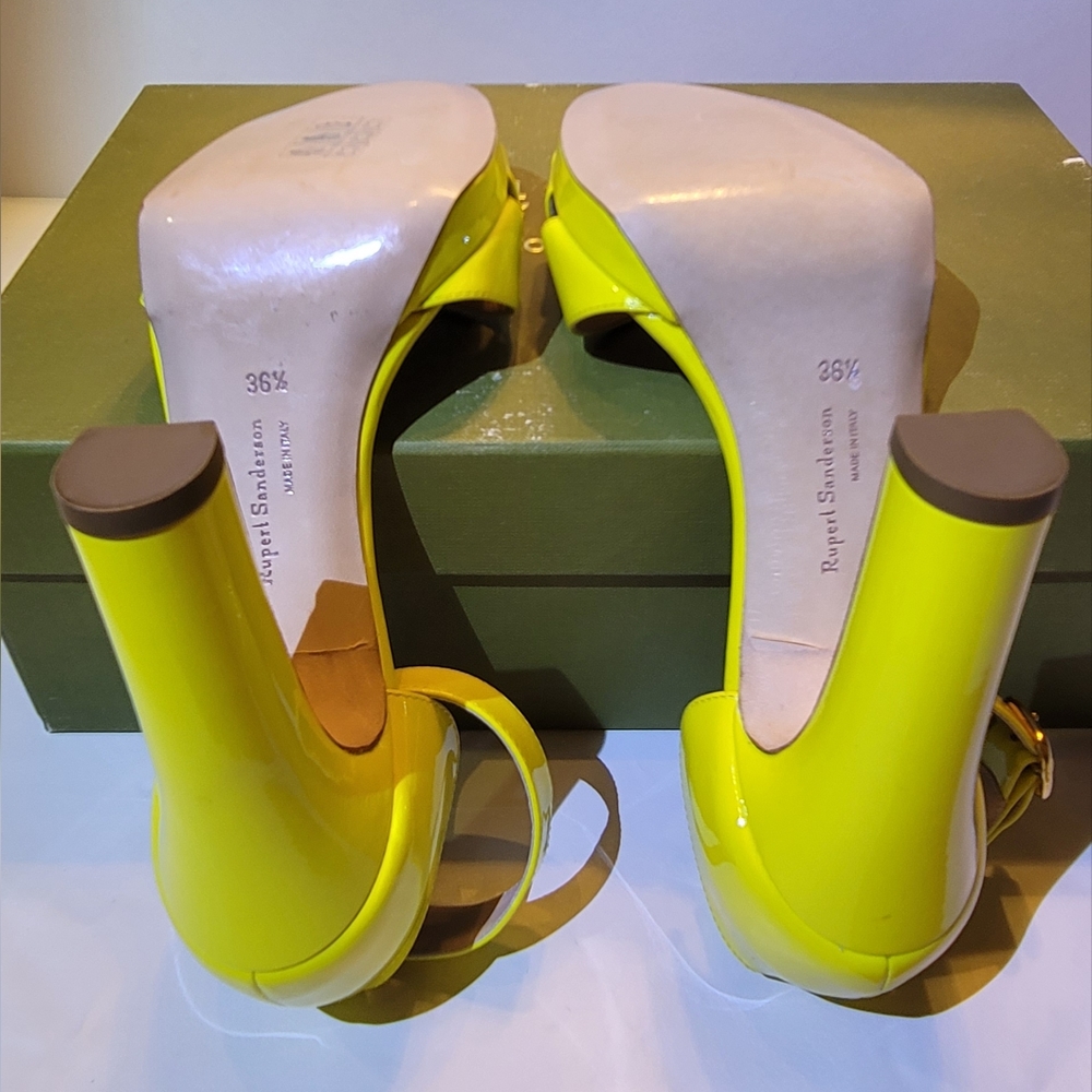 RUPERT SANDERSON Meadow Patent Heel in Citrus Color. - Picture 9 of 11